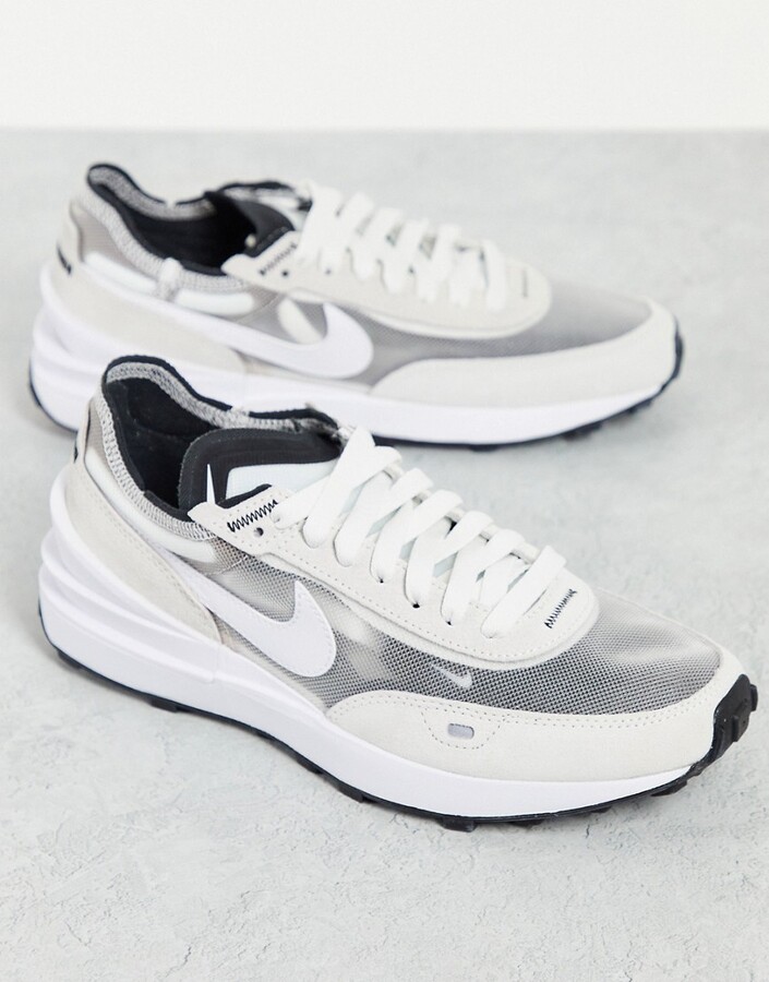Nike Waffle One mesh trainers in white and grey - ShopStyle