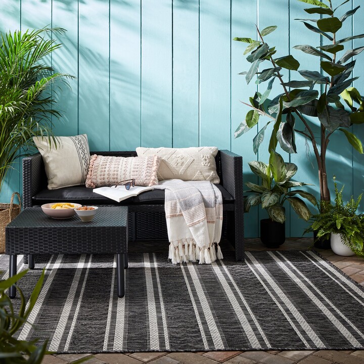 Dunelm Arya Stripe Indoor Outdoor Rug Black/White ShopStyle