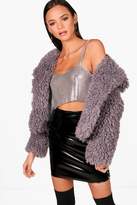 Thumbnail for your product : boohoo Crop Wrap Collar Faux Fur Coat