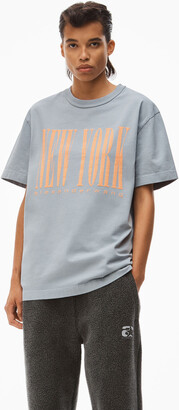 Alexander Wang Unisex Ny Puff Graphic Tee In Compact Jersey Light Heather Grey