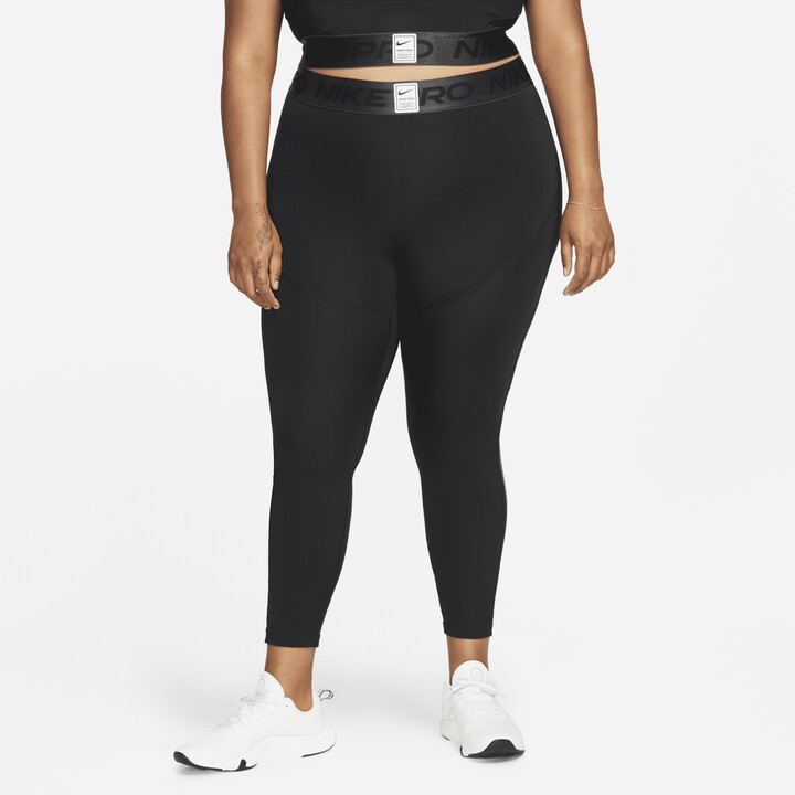 Nike Women's Pro Graphic Mid-Rise Leggings (Plus Size) in Black
