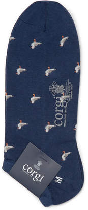 Corgi Intarsia Cotton-Blend No-Show Socks