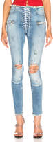 Thumbnail for your product : Unravel Lace Up Vintage Denim Skinny in Indigo | FWRD
