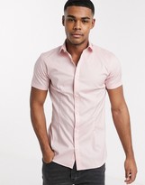Thumbnail for your product : Jack and Jones short sleeve smart stretch shirt in pink