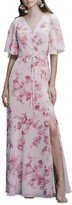 Thumbnail for your product : Marchesa Notte Bridesmaid Porcelain Print Flutter-Sleeve Open-Back Gown