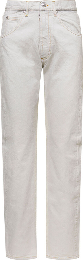 Maison Margiela White 5-pocket Style Straight Jeans With Contrasting Stitching In Cotton Denim Woman