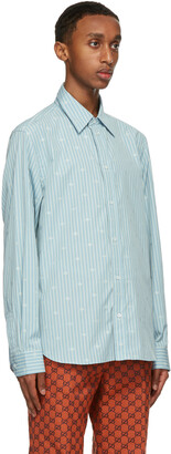 Gucci Blue & White Striped GG Shirt