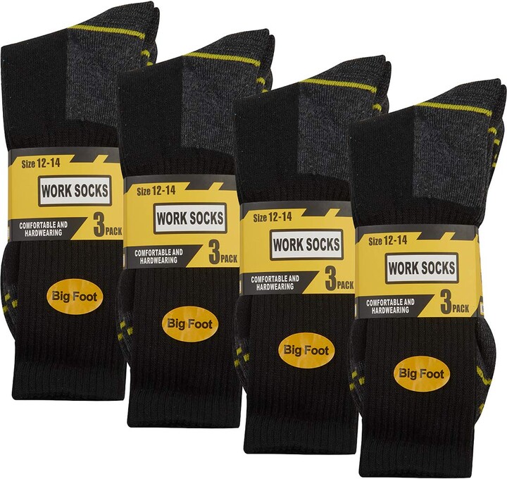 WORK SOCKS Men's Thick Socks Heavy Duty Reinforced Heel For Steel Toe