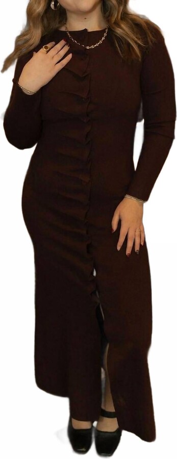 ABLE Pleated Split Dress In Burgundy