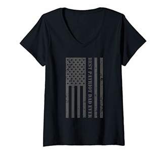 Womens American Flag Best Patriot Dad Ever - Patriotic Fathers Day V-Neck T-Shirt