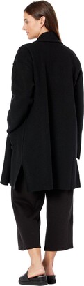 Eileen Fisher Petite High Collar Coat (Black) Women's Clothing