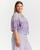 Thumbnail for your product : Atmos & Here Atmos&Here Curvy - Women's Purple Cropped tops - Olive Tie Neck Boho Blouse - Size 20 at The Iconic
