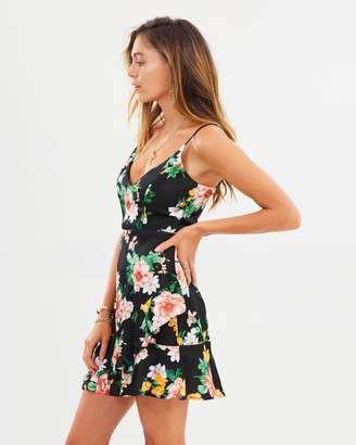 Missguided Strappy Floral Mini Dress Black