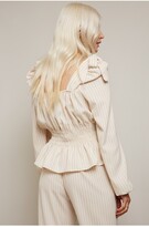 Thumbnail for your product : Little Mistress Isabella Ivory Pinstripe Top with Tie Shoulders and Ruched Bust