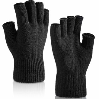 Satinior 2 Pair Wrist Fingerless Gloves Half Gloves Fingerless Mittens for  Adult and Kids (Black) - ShopStyle