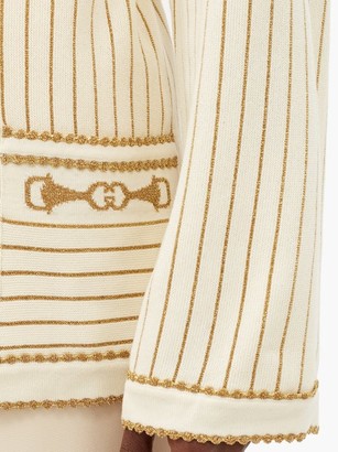 Gucci Lurex-striped Wool-blend Belted Cardigan - Ivory
