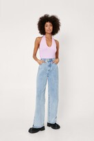 Thumbnail for your product : Nasty Gal Womens Ribbed Halterneck Plunge High Leg Bodysuit