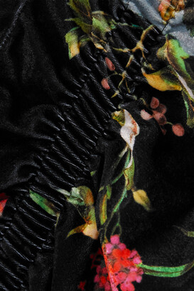 Preen by Thornton Bregazzi Ruched Floral-print Stretch-velvet Dress - Black