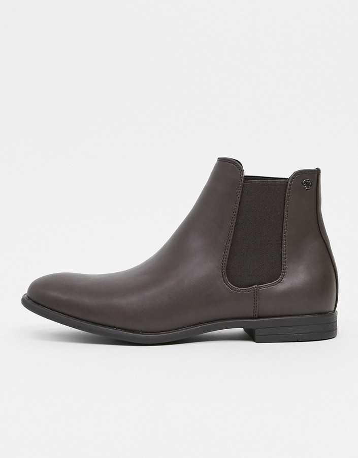 Jack and Jones faux leather chelsea boot in brown - ShopStyle