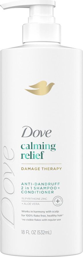 Dove Damage Therapy Derma 2-in-1 Anti-Dandruff Shampoo & Conditioner with Pyrithione Zinc & Aloe Vera, 18 oz