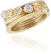 Thumbnail for your product : Torrini Bezel-set Diamond Three-tone 18K Gold Stackable Ring - Set of Six