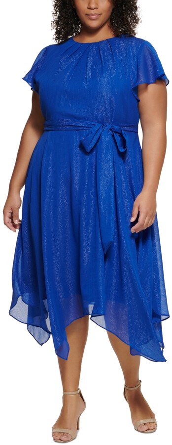 Goddessvan Women Plus Size Chiffon V-Neck Layered High Low Sleeveless Dress Scarf-Print Maxi Dress with Handkerchief Hem Pink 