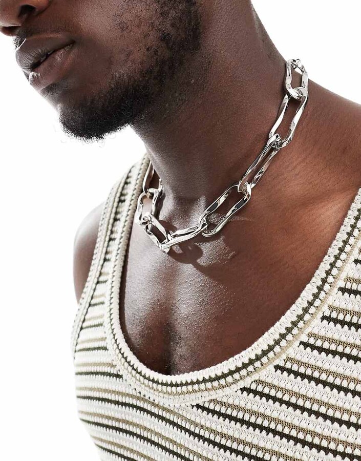 Asos Design Necklace Asos Chain Necklace ASOS DESIGN Statement Chain  Necklace In Silver Tone ShopStyle