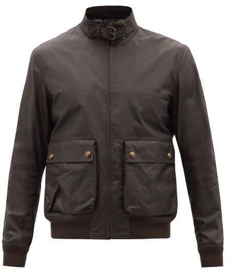 Belstaff Scouter Waxed Cotton-canvas Bomber Jacket - Khaki - ShopStyle  Short Coats