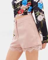 Thumbnail for your product : Missguided Lace Hem Tailored Shorts