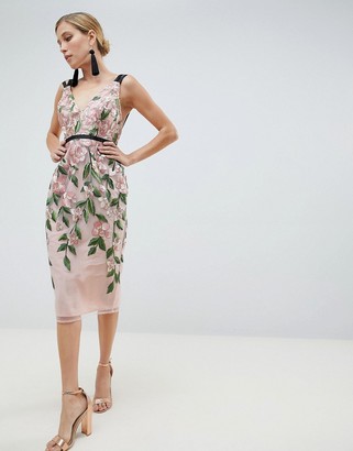 asos pink embroidered dress