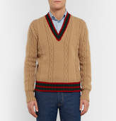 Thumbnail for your product : Gucci Slim-Fit Striped Cable-Knit Wool Sweater