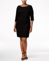 Thumbnail for your product : Jessica Howard Plus Size Velvet-Flocked Chevron Dress