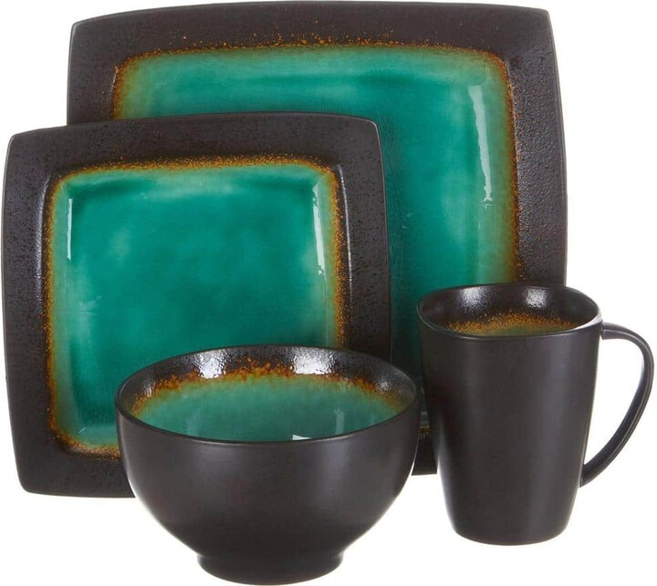 Gibson Elite Ocean Paradise 16-Piece Contemporary Blue Stoneware Dinnerware Set (Service for 4)