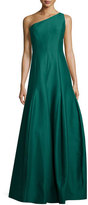 Thumbnail for your product : Halston One-Shoulder Structured Ball Gown, Evergreen