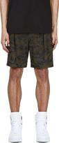 Thumbnail for your product : Givenchy Black Perforated Leather Camo Shorts