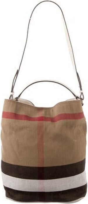 Burberry House Check Ashby Bucket Bag - Brown Bucket Bags
