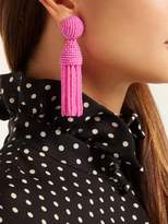 Thumbnail for your product : Oscar de la Renta Bead Embellished Tassel Drop Earrings - Womens - Pink