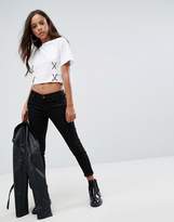 Thumbnail for your product : Missguided Petite Lace Up Detail Cropped T-Shirt