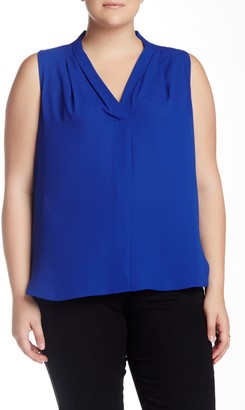 Vince Camuto Pleated V-Neck Blouse (Plus Size)
