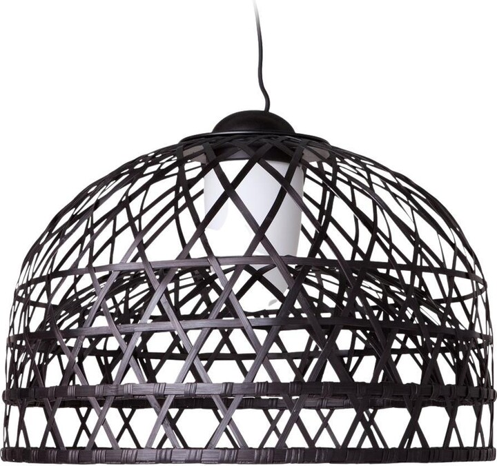 Neri & Hu Moooi Emperor Medium Suspension Lamp In Black Bamboo Rattan Shade By Neri And Hu