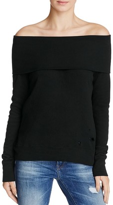 Pam & Gela Destroyed Off-The-Shoulder Sweatshirt