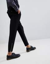 Thumbnail for your product : ASOS Design TALL Skinny Crop Smart Trousers In Black Waffle Texture With Silver Zips