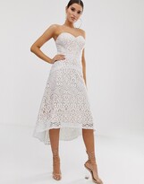 Thumbnail for your product : Lipsy sweetheart all over lace prom dress in white