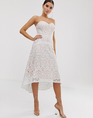 Lipsy sweetheart all over lace prom dress in white