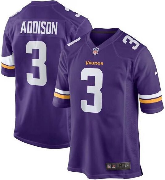 Nike Minnesota Vikings Jordan Addison #3 Game Jersey Small Purple