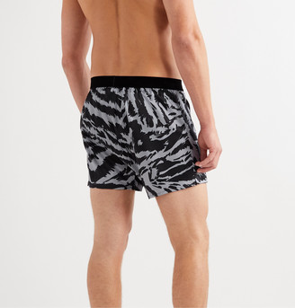 Tom Ford Velvet-Trimmed Zebra-Print Stretch-Silk Satin Boxer Shorts