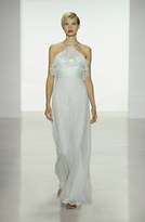 Thumbnail for your product : Amsale Ruffle Detail Crinkled Silk Chiffon Halter Gown