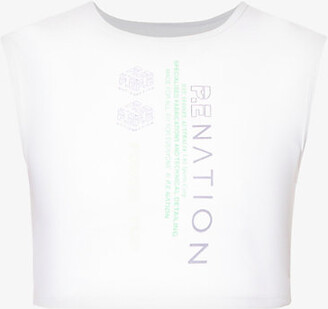 P.E Nation Womens Optic White Pre Season Slim-fit Recycled-polyester Blend top