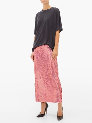 Raey Sequinned Midi Pencil Skirt - Pink