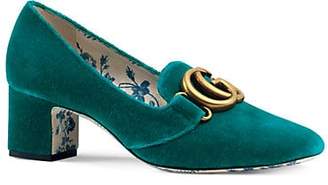 Gucci Women's Embellished Velvet Pumps - Turquoise